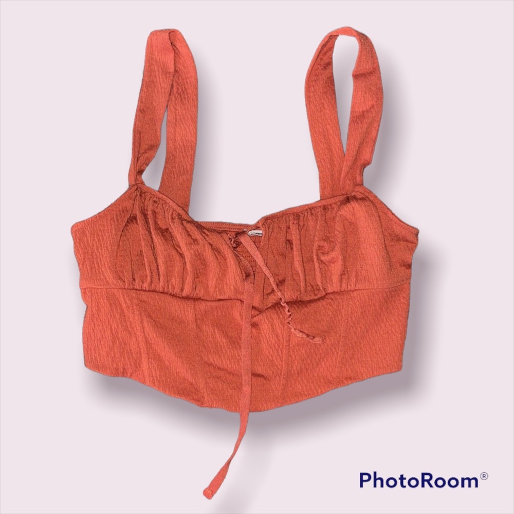 Burnt orange Cotton On corset like top